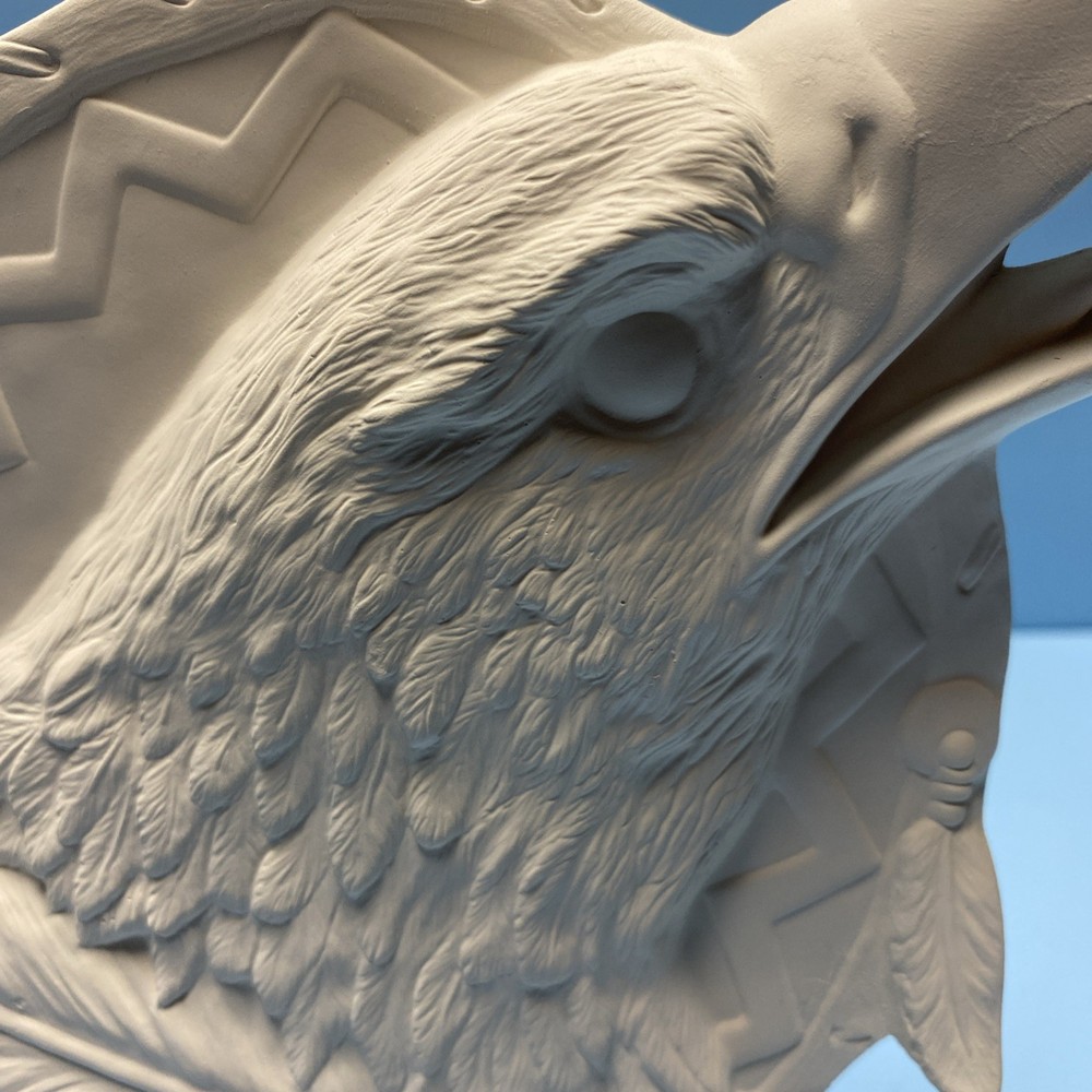 Ceramic Bisque Eagle Shield With Feathers Ready To Paint.Would Make Great Gift