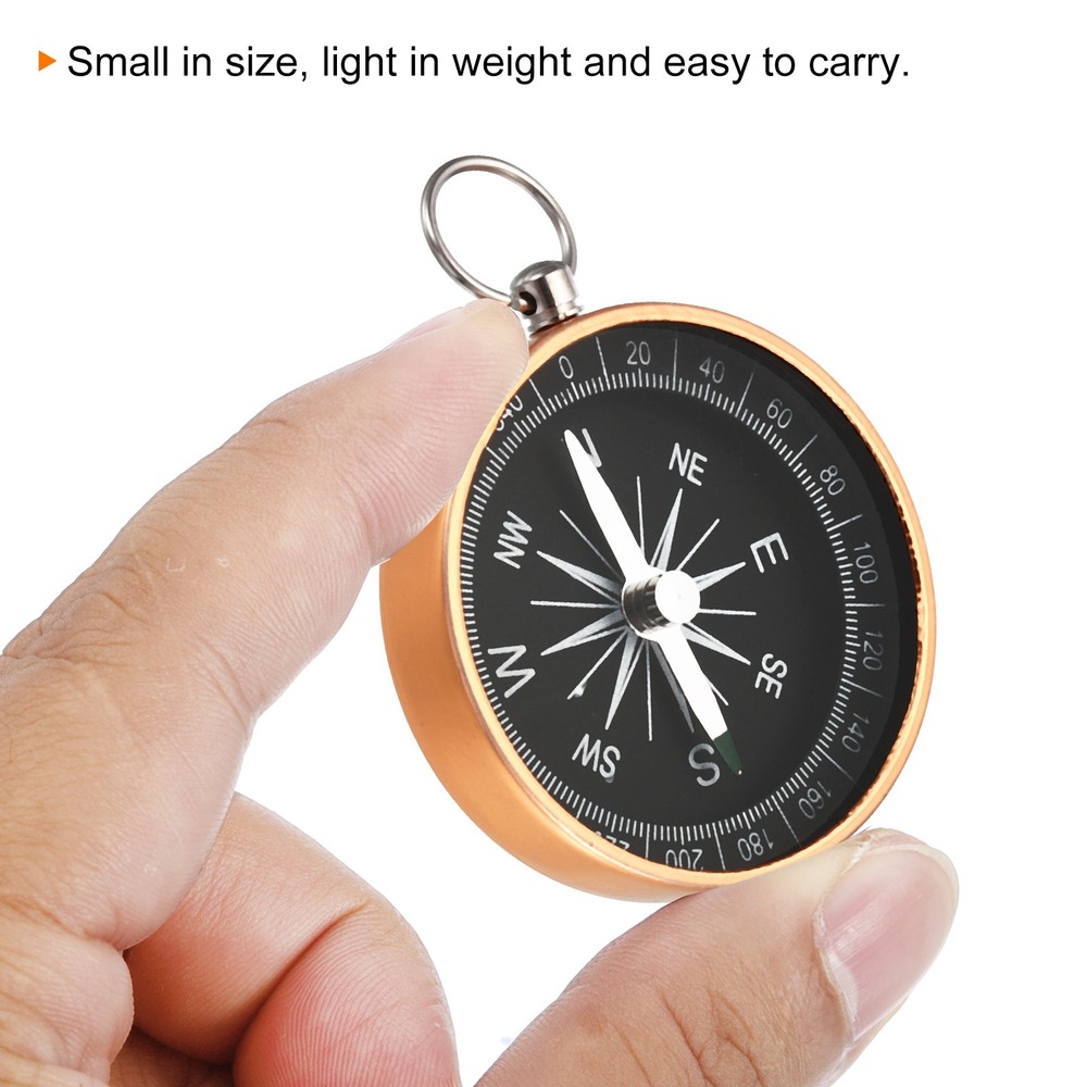 1PCS with Key Ring Pocket Compass Yellow