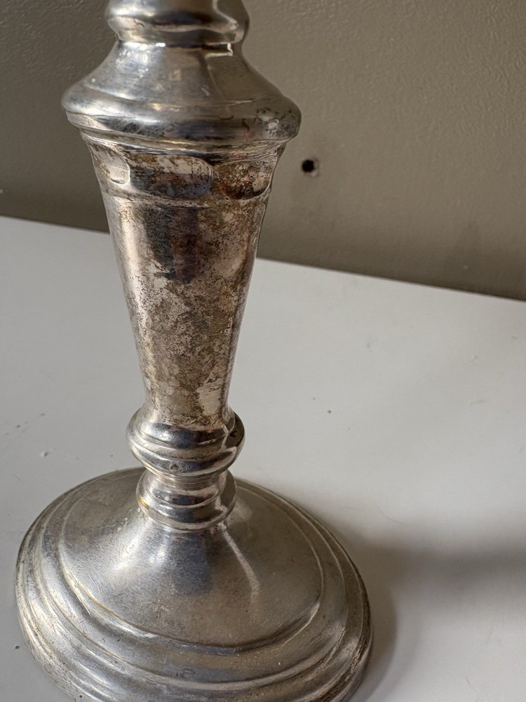 Vintage Silver Plated Candlestick Holder – Classical Baluster Form, 16cm