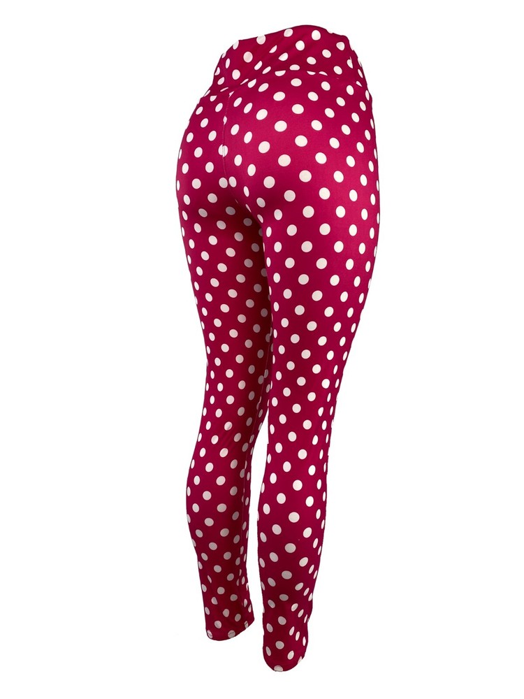 Deep Pink & White Polka Dot Leggings - Multiple Sizes Super Soft!