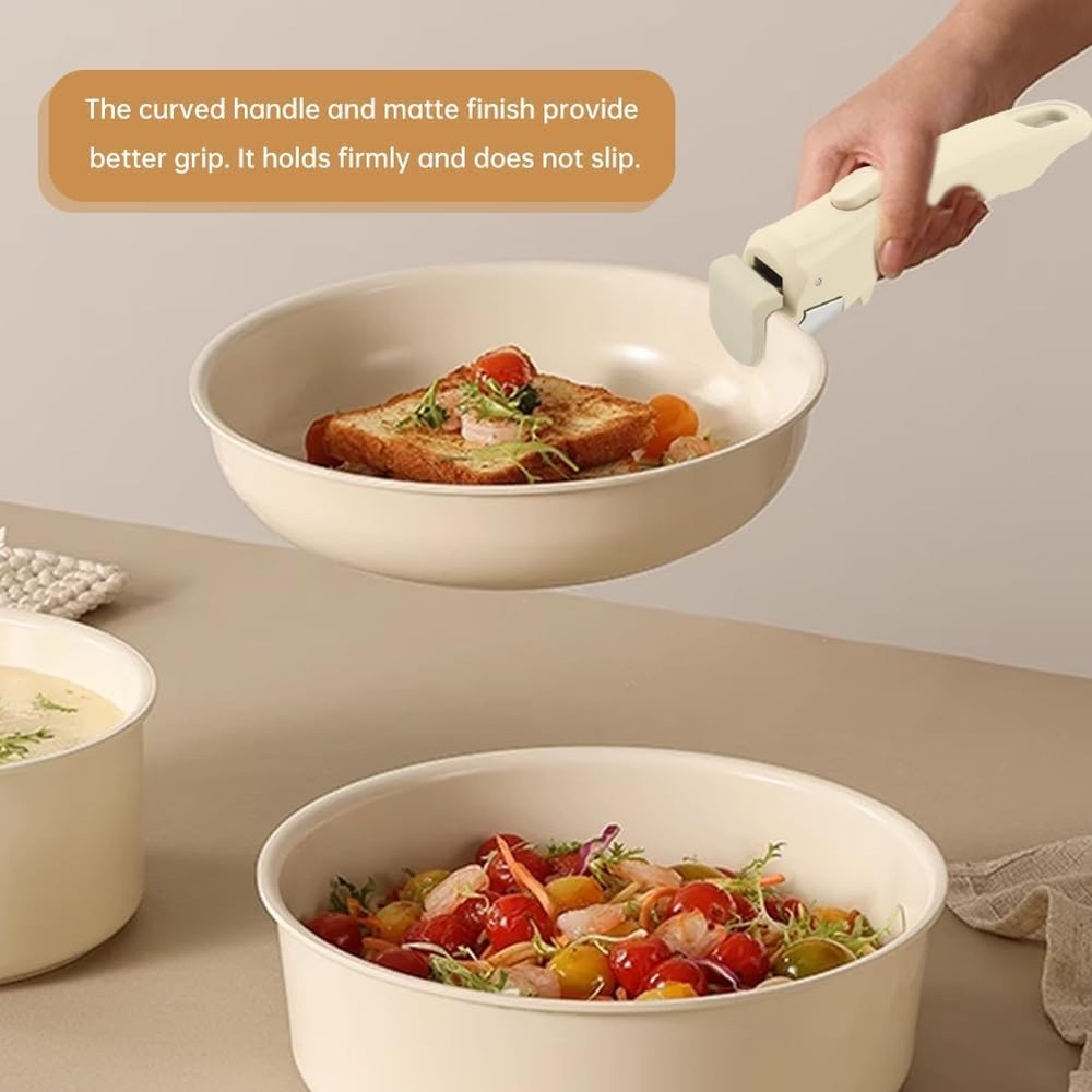 Removable Pot Handle Universal Pan Replacement Bakelite 2pcs Spatula Rest Cream