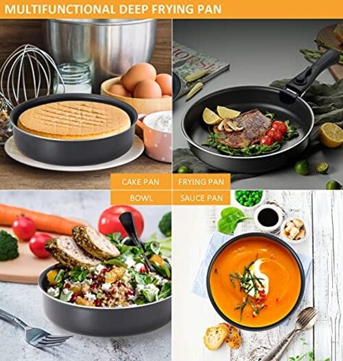 16 Pieces Kitchen Removable Handle Cookware Sets, Stackable Pots and 16 pcs