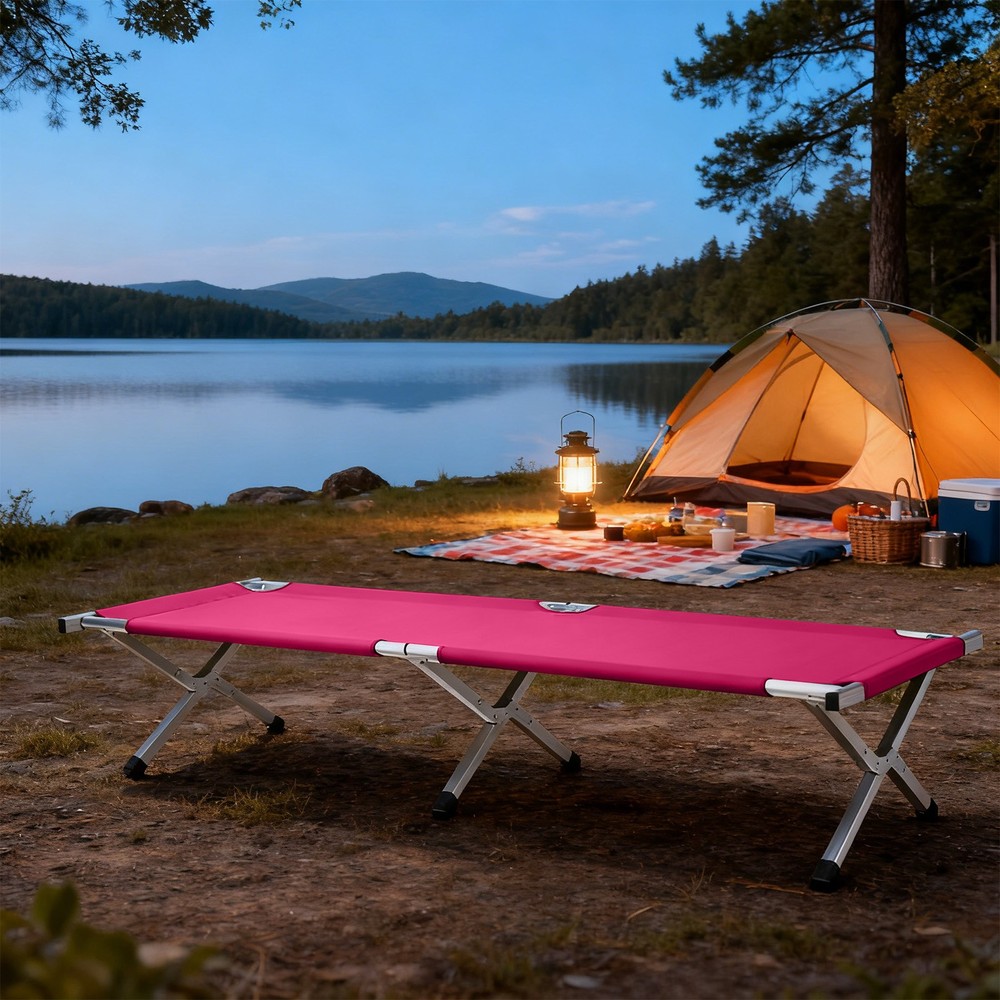 Portable Folding Camping Cot with Carrying Bag Army Pink