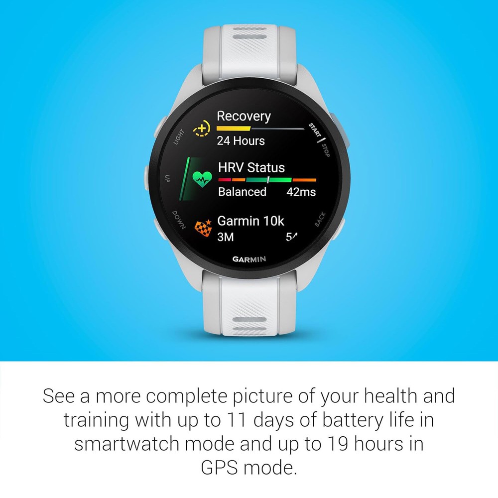 Garmin Forerunner 165 Smart Sport Watch, Mist Gray + Whitestone