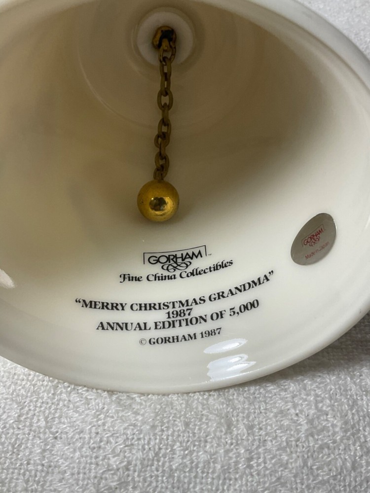 GORHAM 1987 Christmas bell Wooden handle 9”