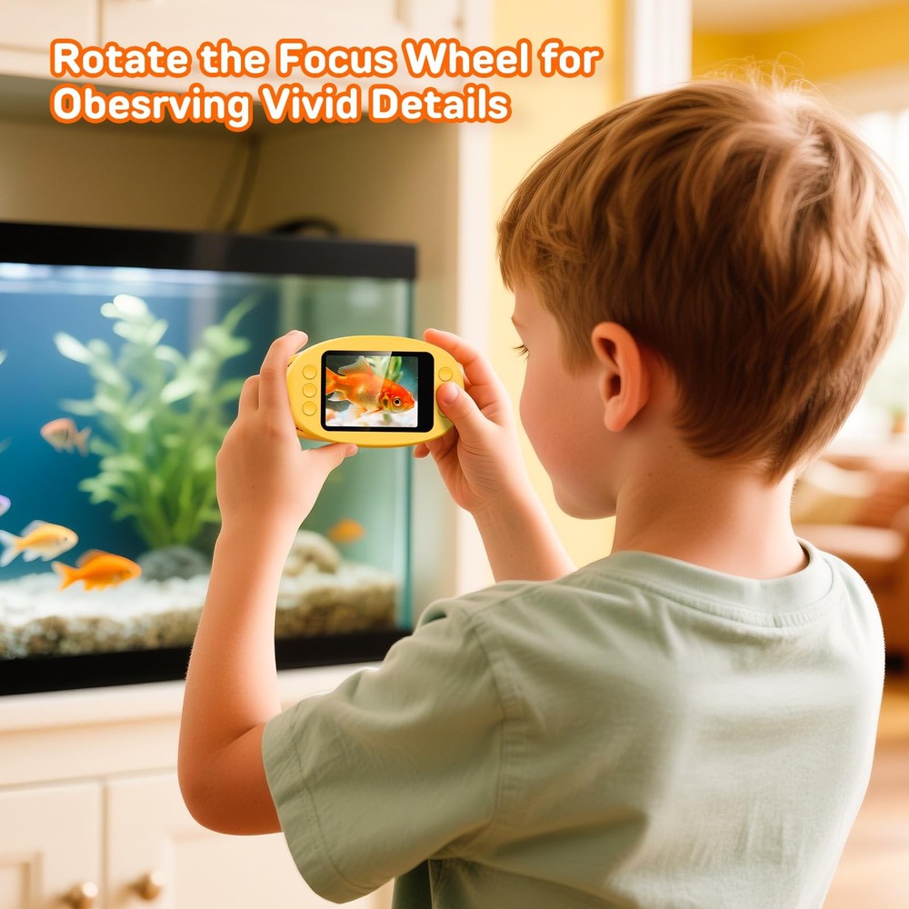 1000X Digital Handheld Microscope for Kids with 2.0" IPS Screen, Orange