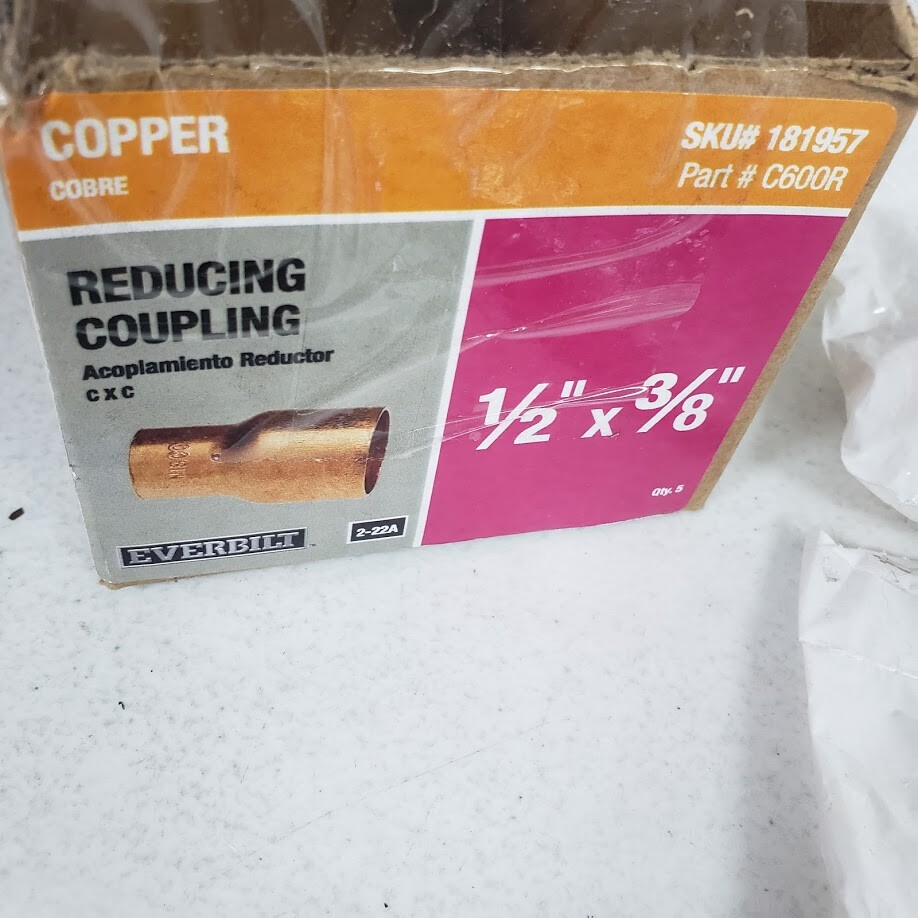 15 Pack 1/2 in. Copper Pressure Cup x Cup Reducing Coupling Fitting with Stop