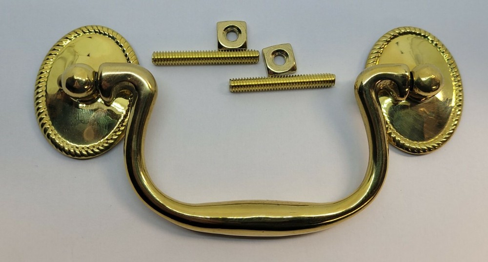 Oval Rosette Rope Pattern back plate Bail Pull handle mid century modern antique