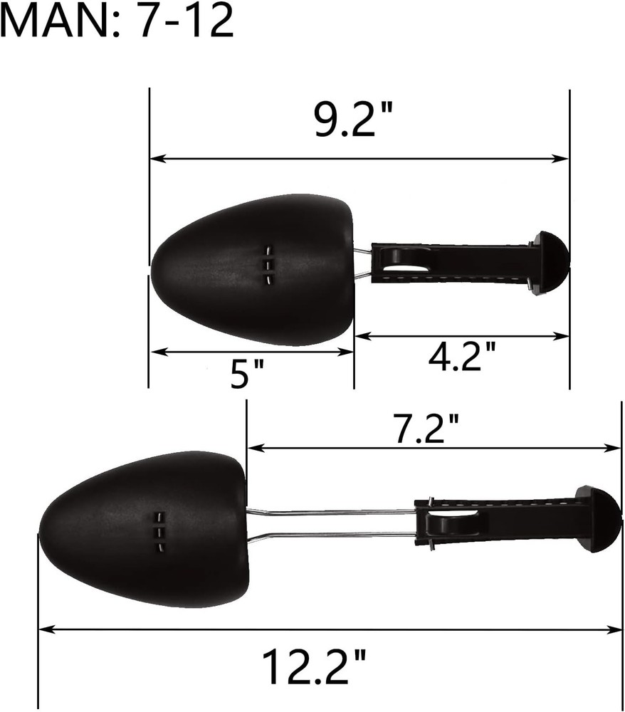 Practical Adjustable Length Men Shoe Tree Stretcher Holder Shaper Support (Black
