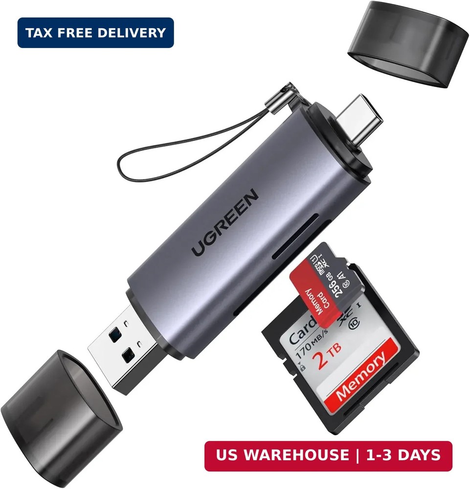 UGREEN SD Card Reader USB C, USB 3.0 Micro SD Card Reader 2 in 1 Memory Card Rea