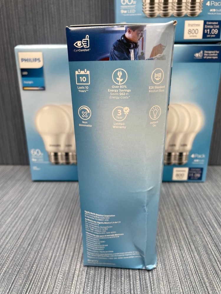 16 Pack x Philips 60W Equivalent Daylight A19 Medium LED Light Bulb