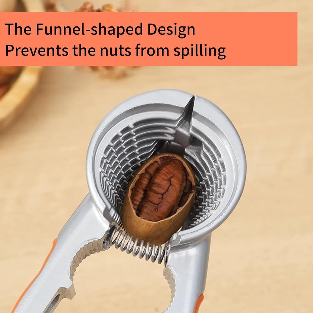 2 PCS Heavy Duty Nut Cracker Tool Funnel Walnut Pecan Cracker Non-Slip Handle