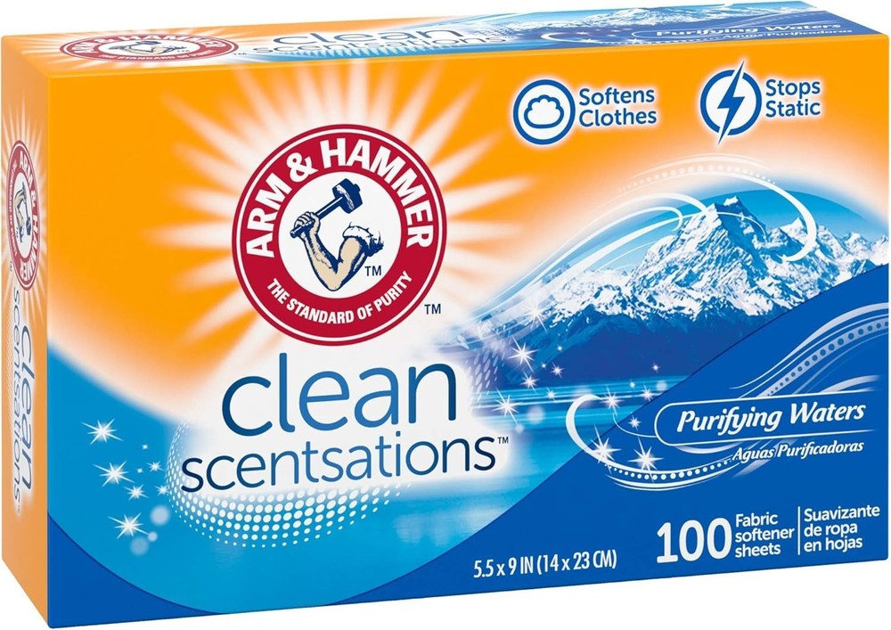 100 Softener Sheets Featuring Purifying Waters - Softness & Static Reduction
