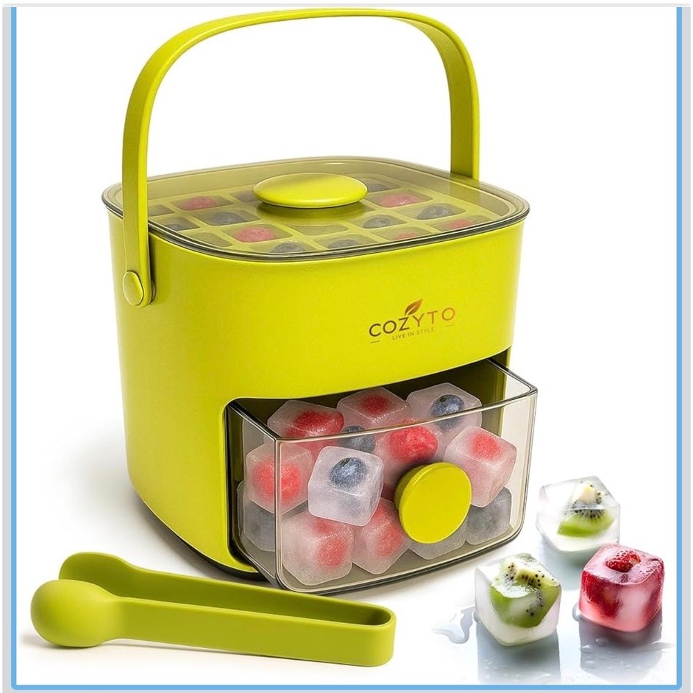 CubeGo Ice Cube Tray with Lid & Bin 48 Cubes One Press Release New