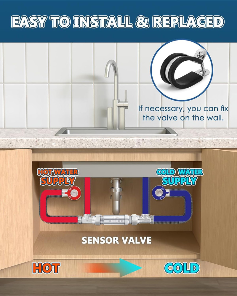 Upgraded Bypass Sensor Valve Kit for Instant Hot Water Recirculating System 304