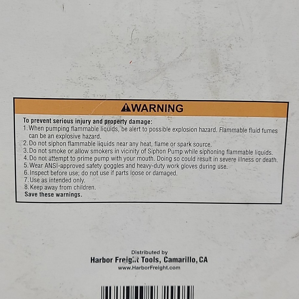 NEW Harbor Freight Fluid Siphon Pump Item #93290