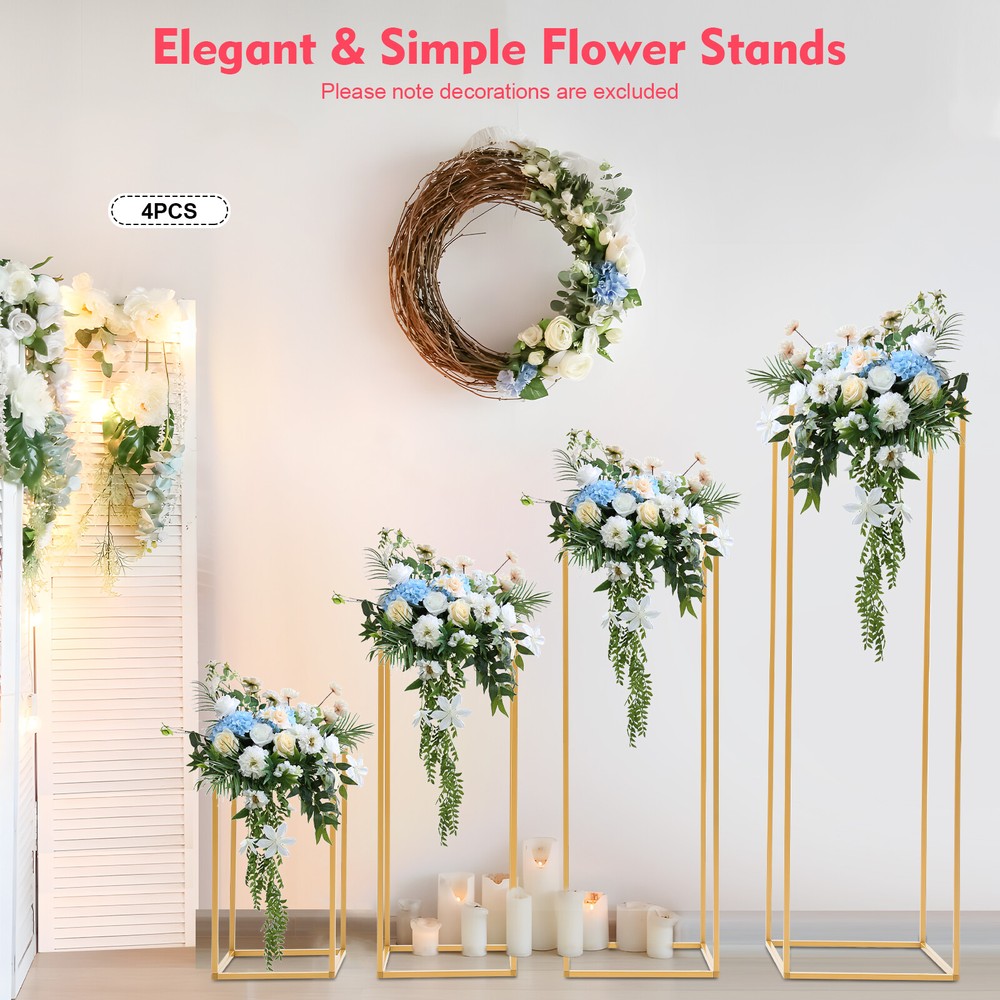 Gold Metal Flower Stand Rectangular Rack For Wedding Table Centerpieces Decor ??