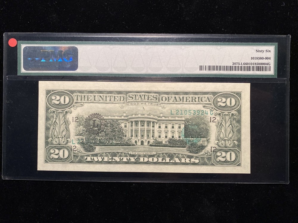 1985 3rd Print On Back Error $20 Note PMG Uncirculated CU66 Missing Print Bill
