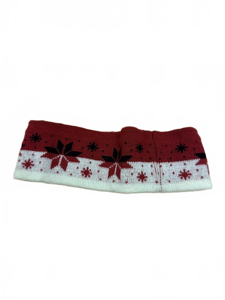 Knitted Winter Headband with Snowflake Pattern