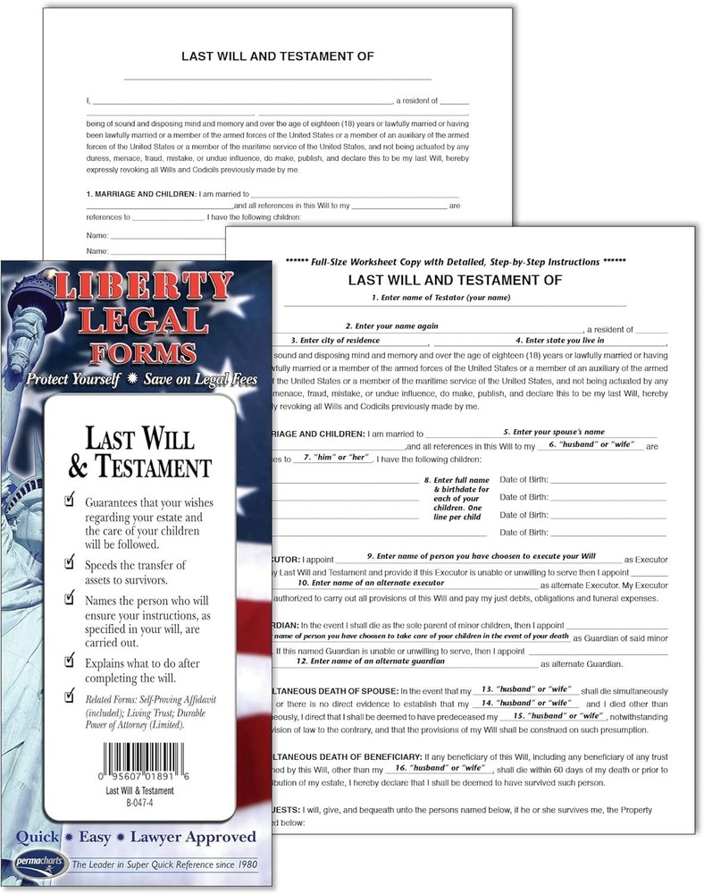 Last Will & Testament Forms Kit for USA - Complete Do-It-Yourself Legal Document