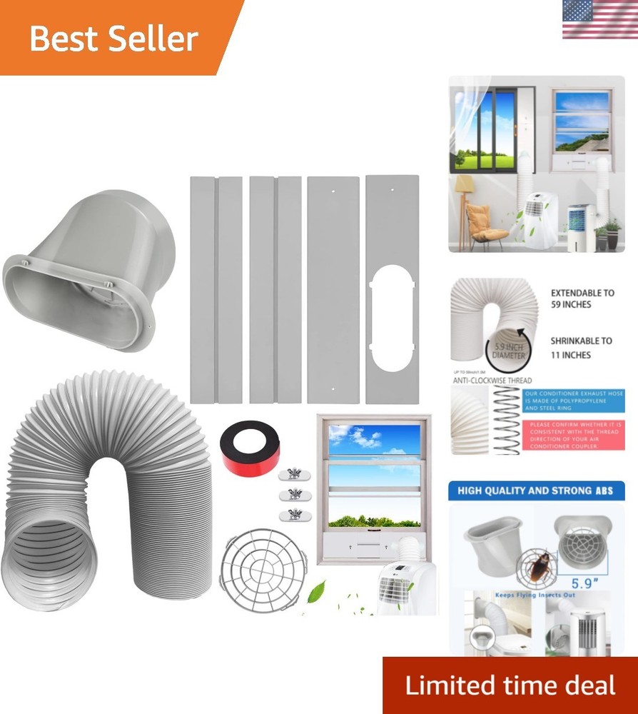 Portable AC Window Vent Kit, Adjustable Vertical/Horizontal Sliding Window Ki...