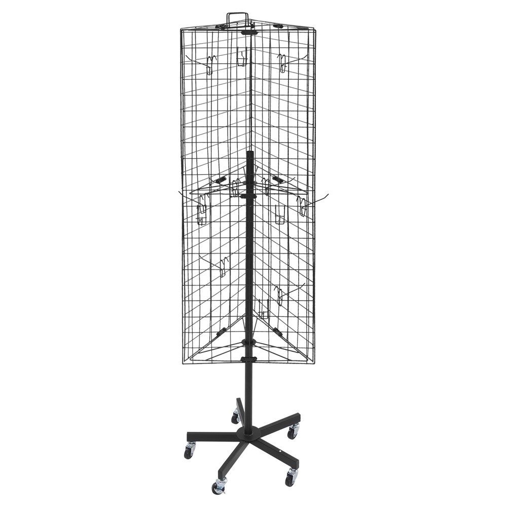 Floor Standing Gridwall Display Stand, Moveable Triangular Grid Panel, w/ Wheels