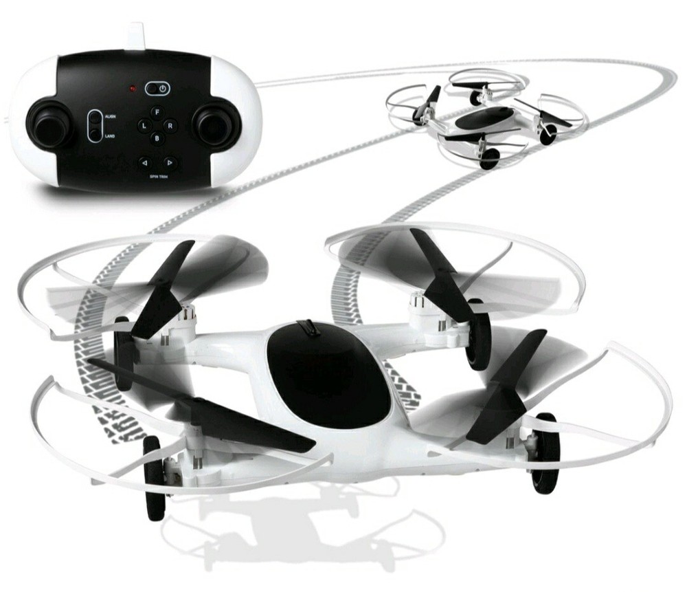 SHARPER IMAGE FLY + DRIVE 7" DRONE RECHARGEABLE DUAL FUNCTION 2.4GHZ LONG RANGE