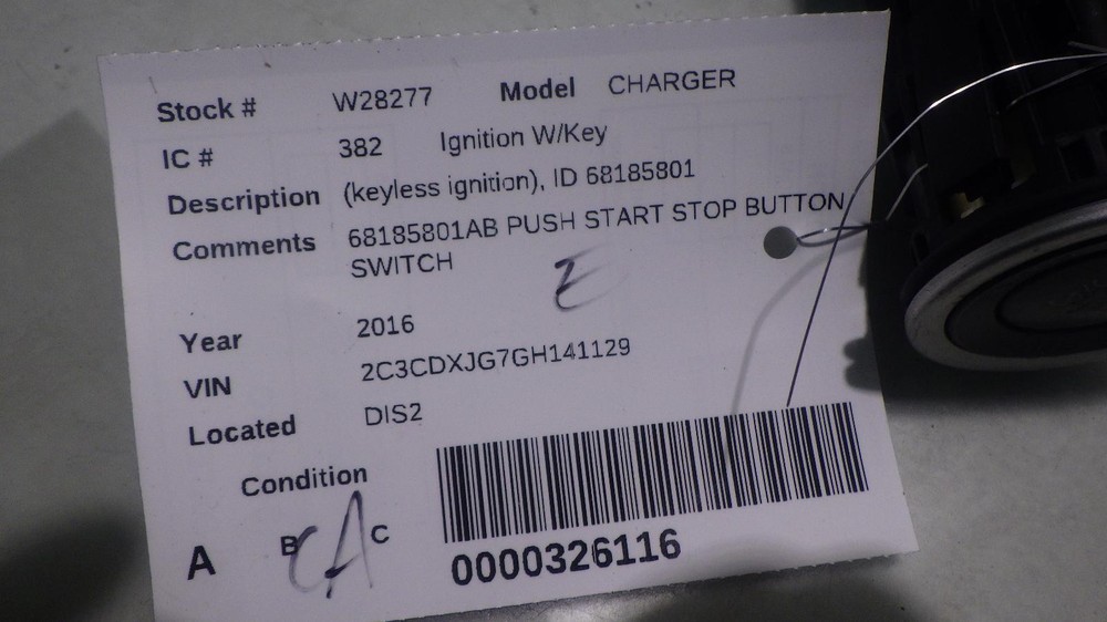 Dodge Charger Push Start Stop Button Switch 68185801AB OEM Replacement