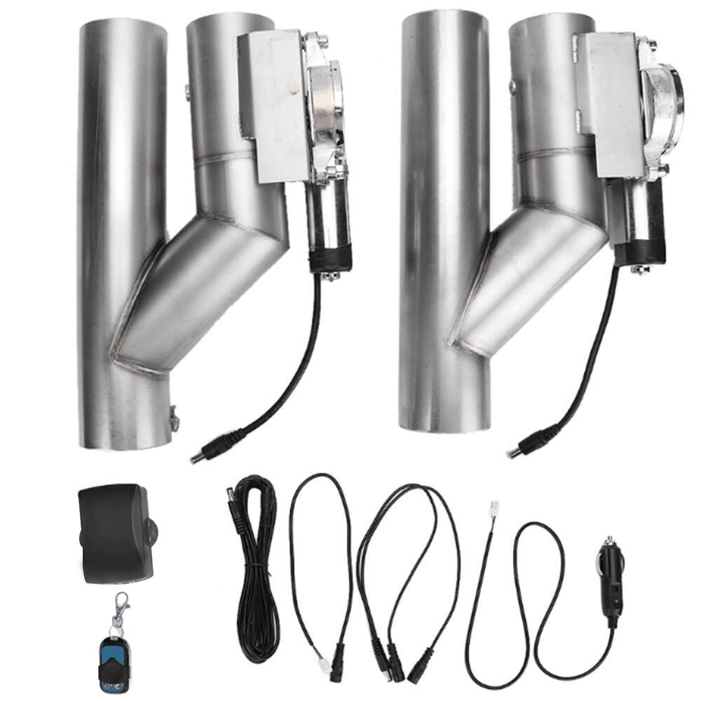 2pcs 3"Electric Downpipe E-Cut Out Valve + One Controller Remote Kit