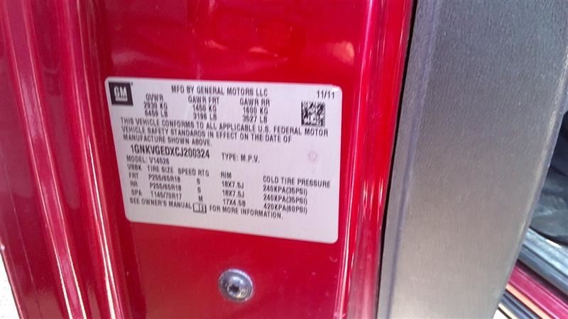 TRAVERSE  2012 Fuse Box Cabin 1039819261