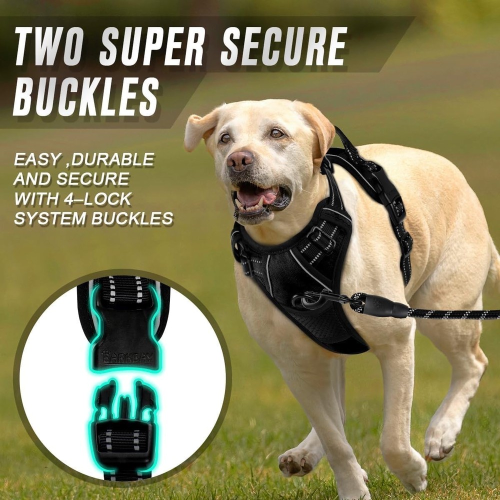 No Pull Dog Harness Front Clip Heavy Duty Reflective Easy Control Handle Large