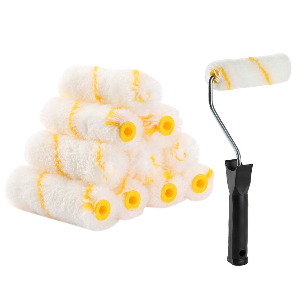 Bates- Paint Rollers, 4 inch 4 Roller+10 Covers, White