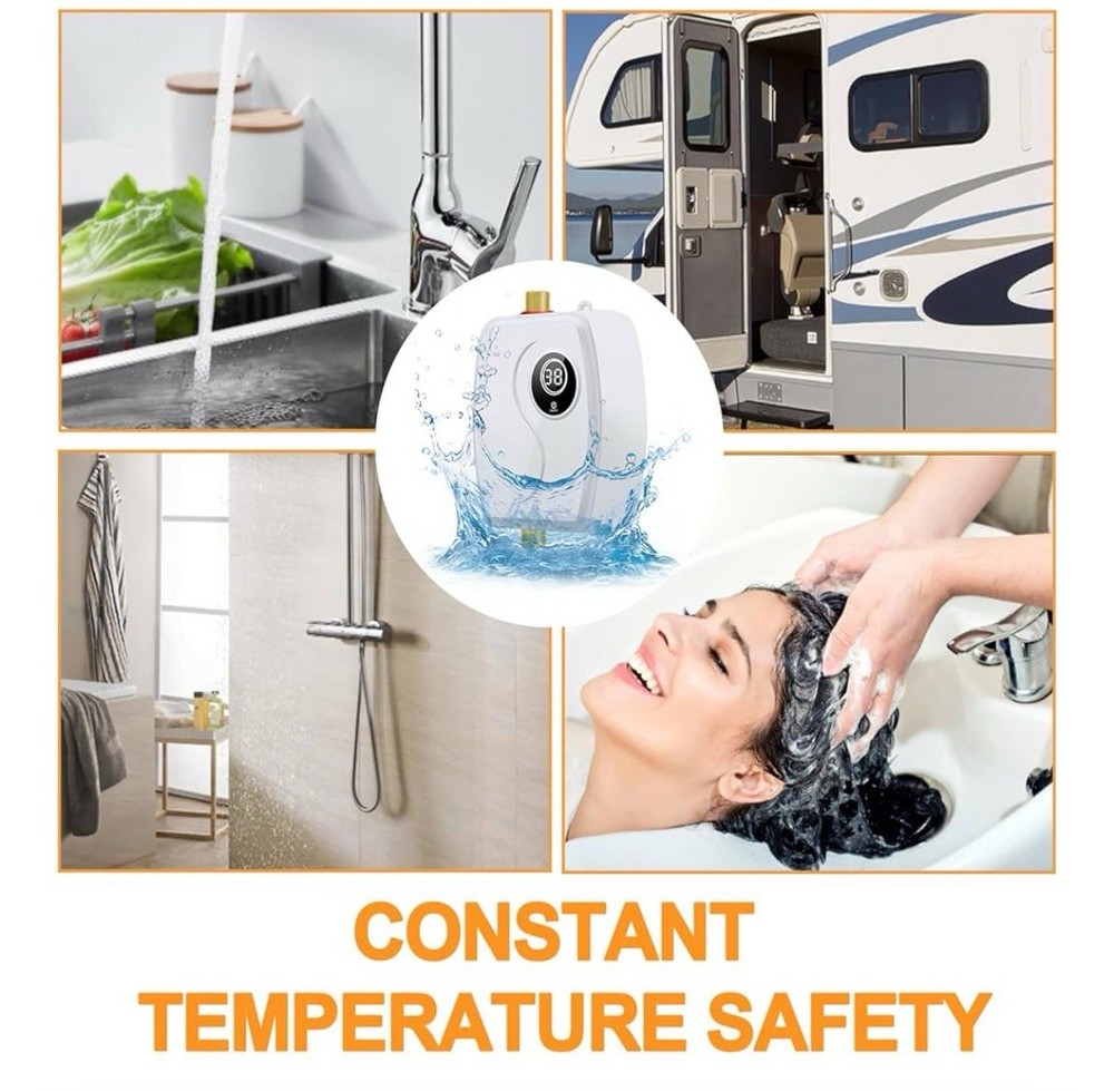 Tankless Water Heater Electric 110V, 3000W Under Sink RV Digital Display NIOB