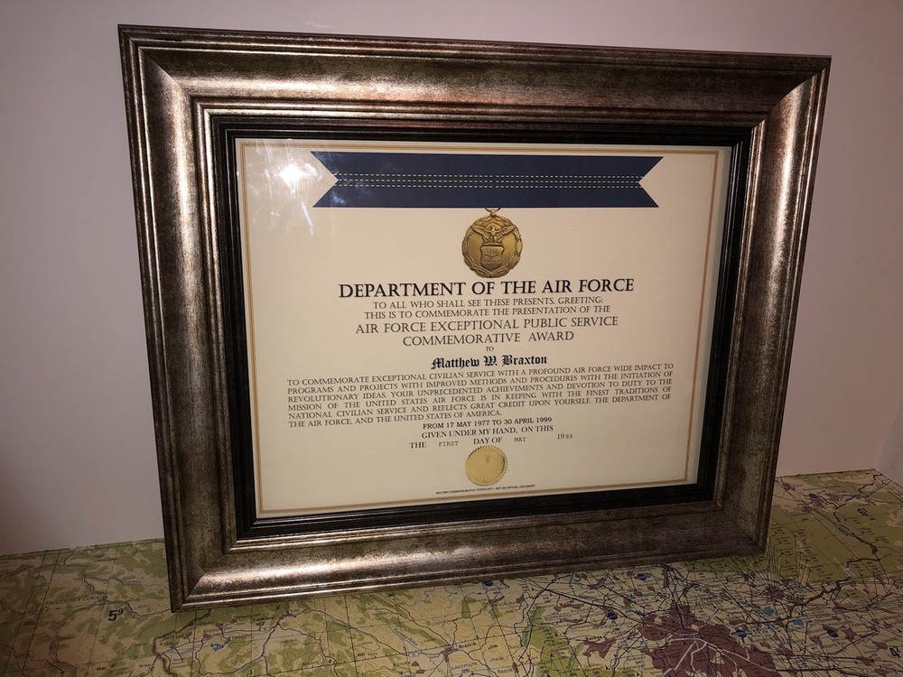 USAF EXCEPTIONAL PUBLIC SERVICE COMMEMORATIVE AWARD CERTIFICATE Type-1