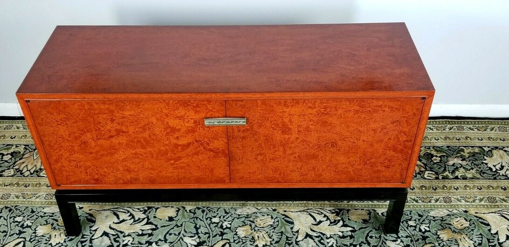 Asian Sideboard Server Buffet Handmade Silver Handle Fish Red Black Lacquer