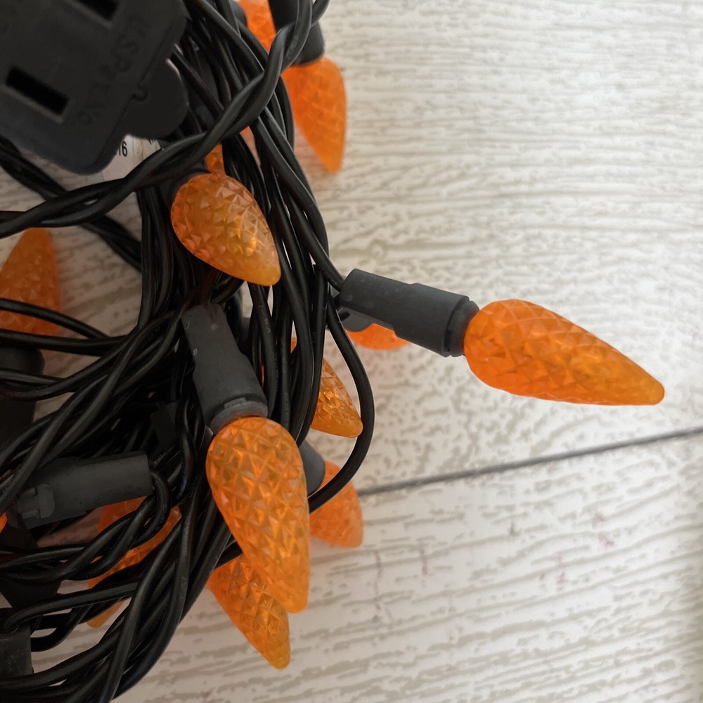 100 Ct Diamond Cut Pinecone Orange Halloween String Light Set