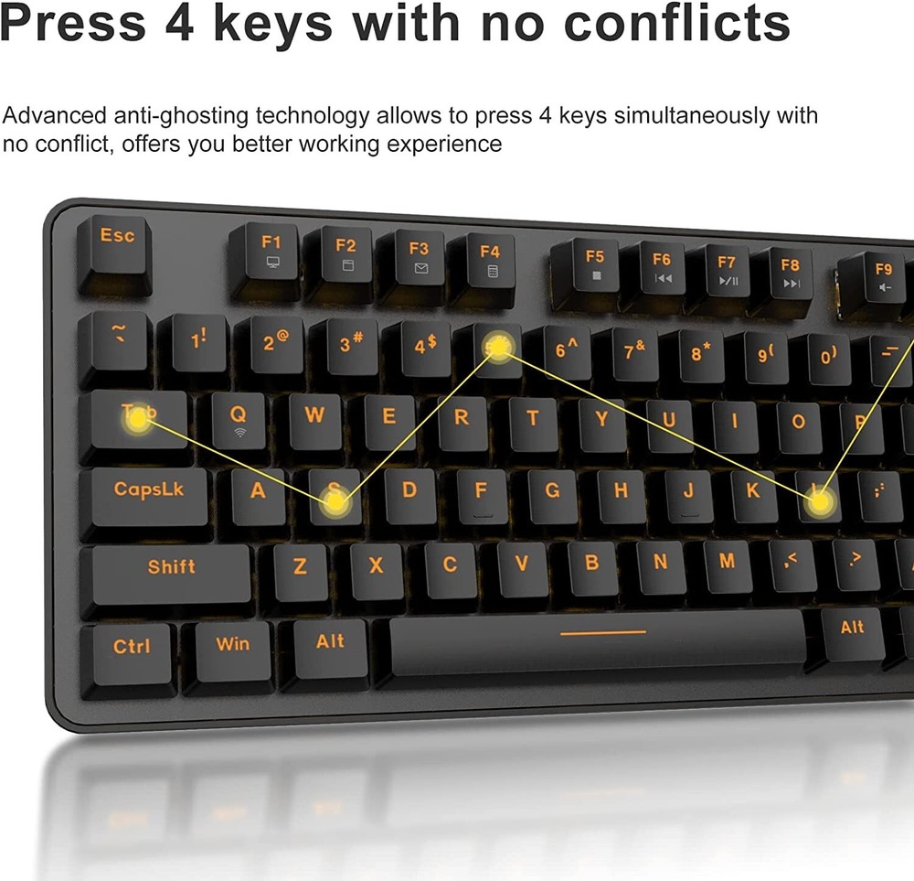 Wireless Working Keyboard, DAREU TKL Ergonomic Mechanical Wireless Keyboard