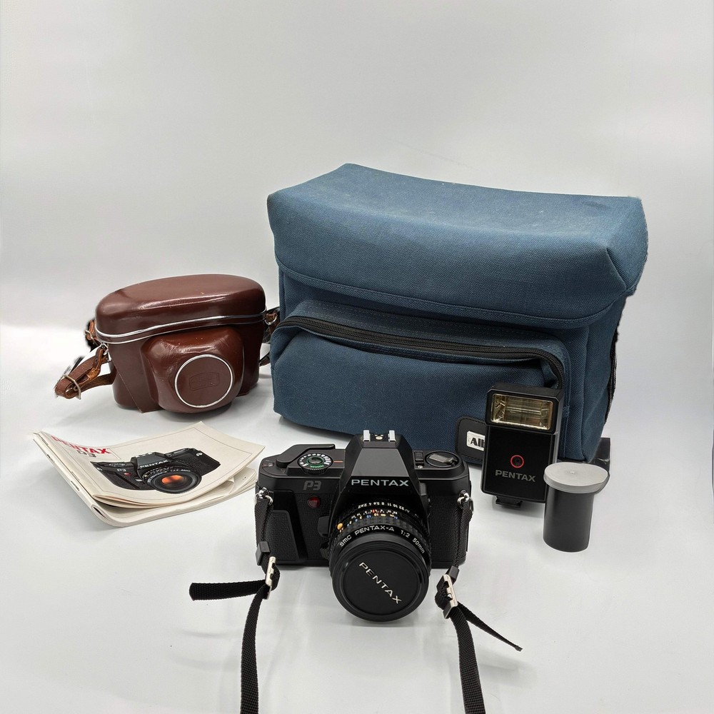 Pentax P3 Film Camera with Accessories