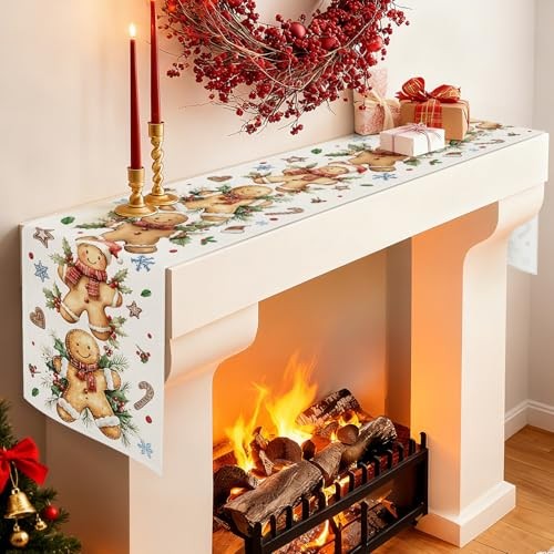 Christmas Table Runner Kitchen Dining Xmas Table 13"×120" Gingerbread Man