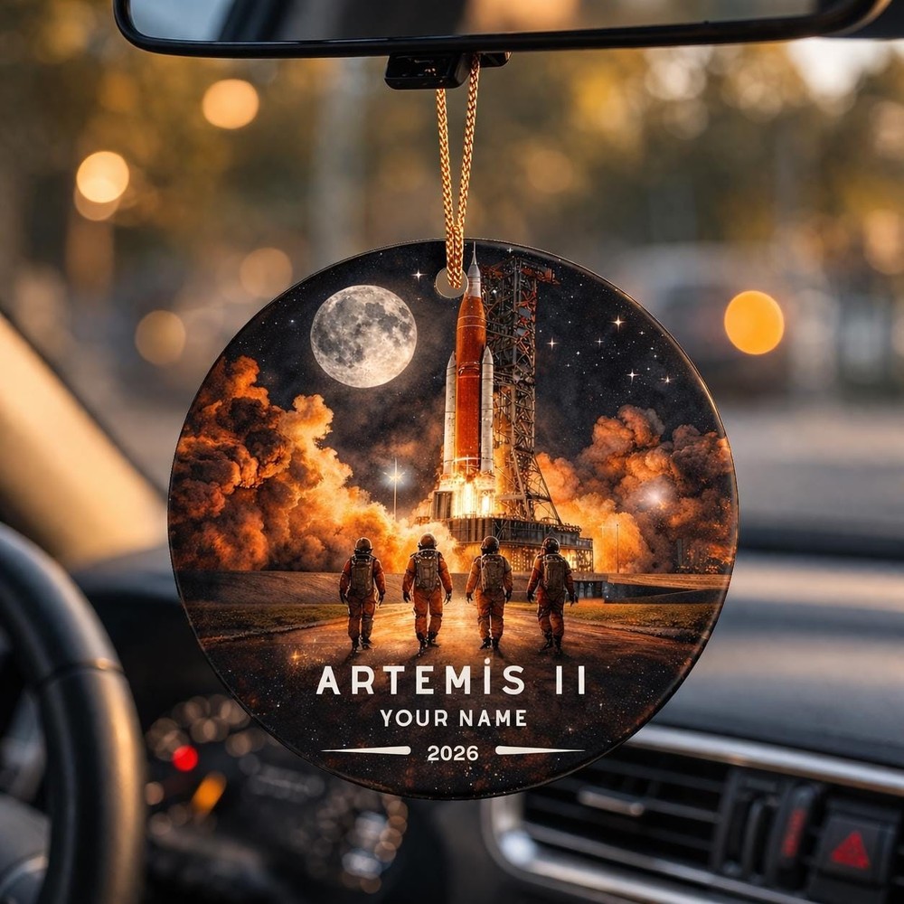 Artemis II Ornament, Personalized Rocket Launch Keepsake