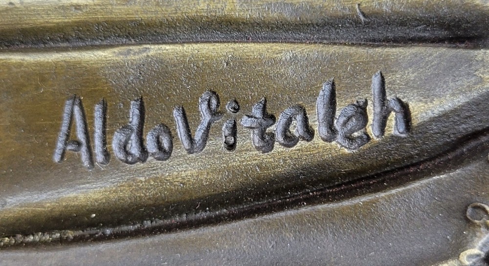 Signed Vitaleh Seductive Flapper Actress Bronze Sculpture Marble Lost Wax Method