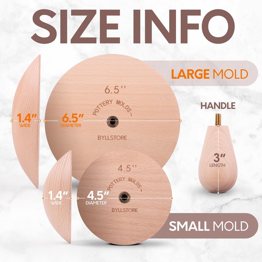 2-Pack Pottery Molds for Bowls & Plates Includes 4.5" & 6.5" Ceramic Forms