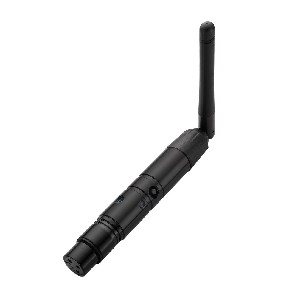 Professional Wireless DMX Transmitter, Silver and Black, with Antenna (Black)