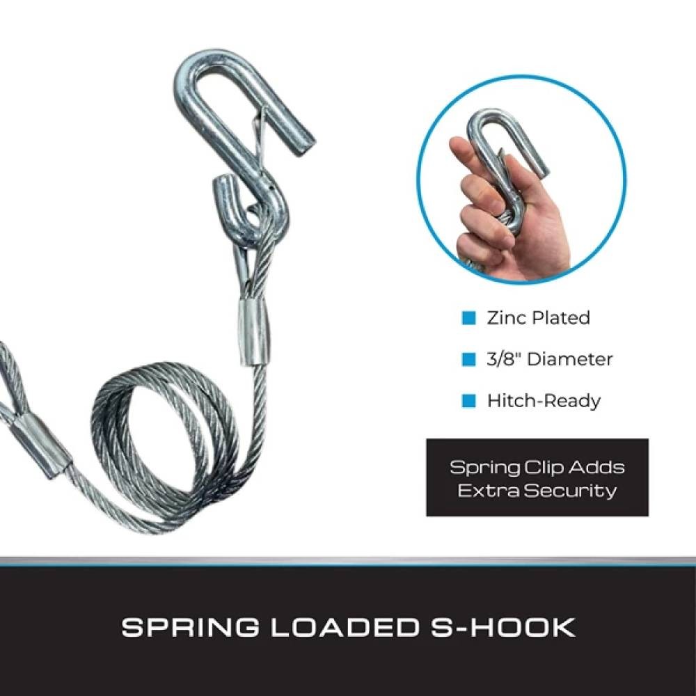 Tie Down 59535 Galvanized Self Coiling Class 2 Boat Trailer Hitch Cables 2 Pack