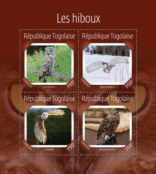 2014 TOGO MNH. OWLS   |  Y&T Code: 4226-4229  |  Michel Code: 6290-6293