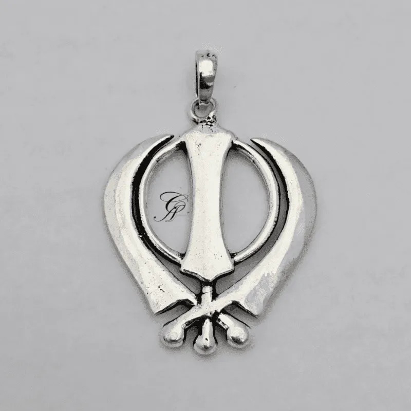 Khanda Solid Silver Pendant in 925 Silver 11-11.5gm (Approx)