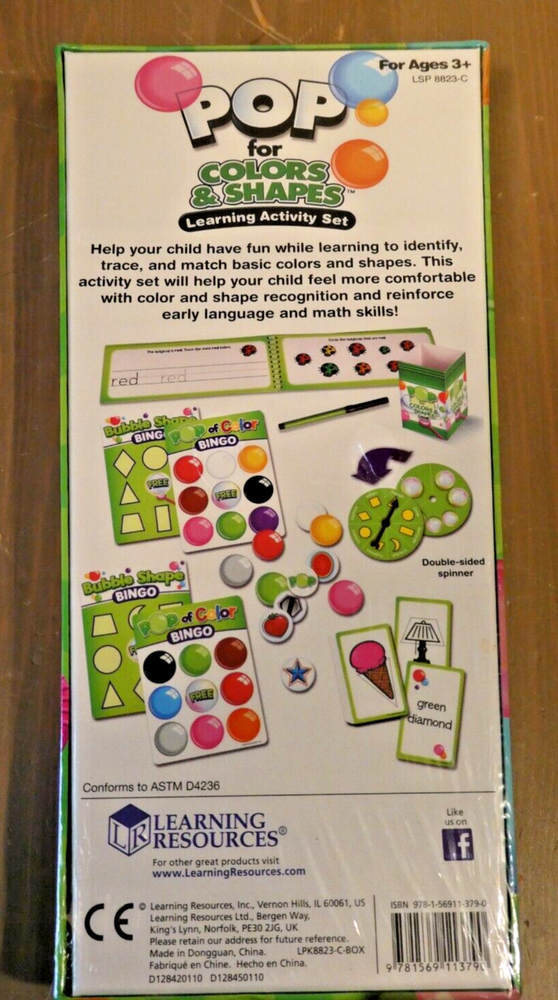 Learning Resources Pop For Color And Shapes Learning Activity Set Reusable Game