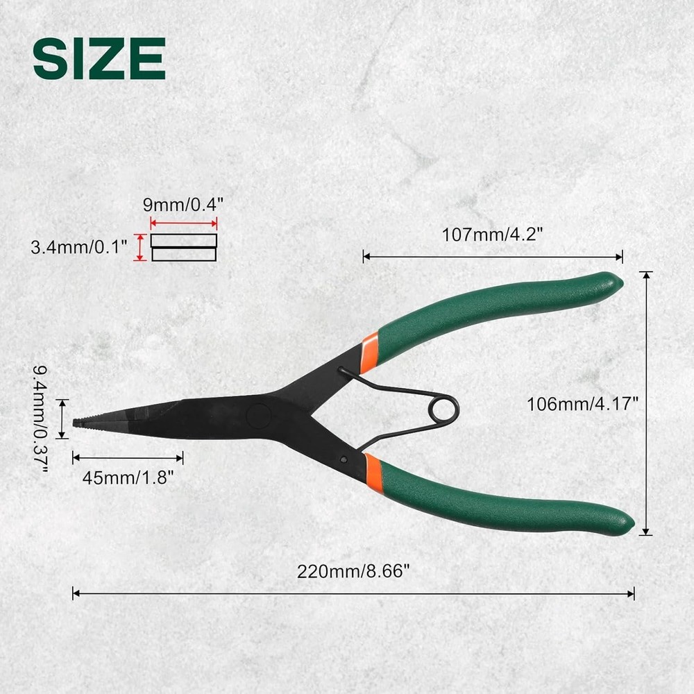 9-Inch Angle Tip Lock Ring Pliers: Ergonomic Pliers with Black Oxide Finish