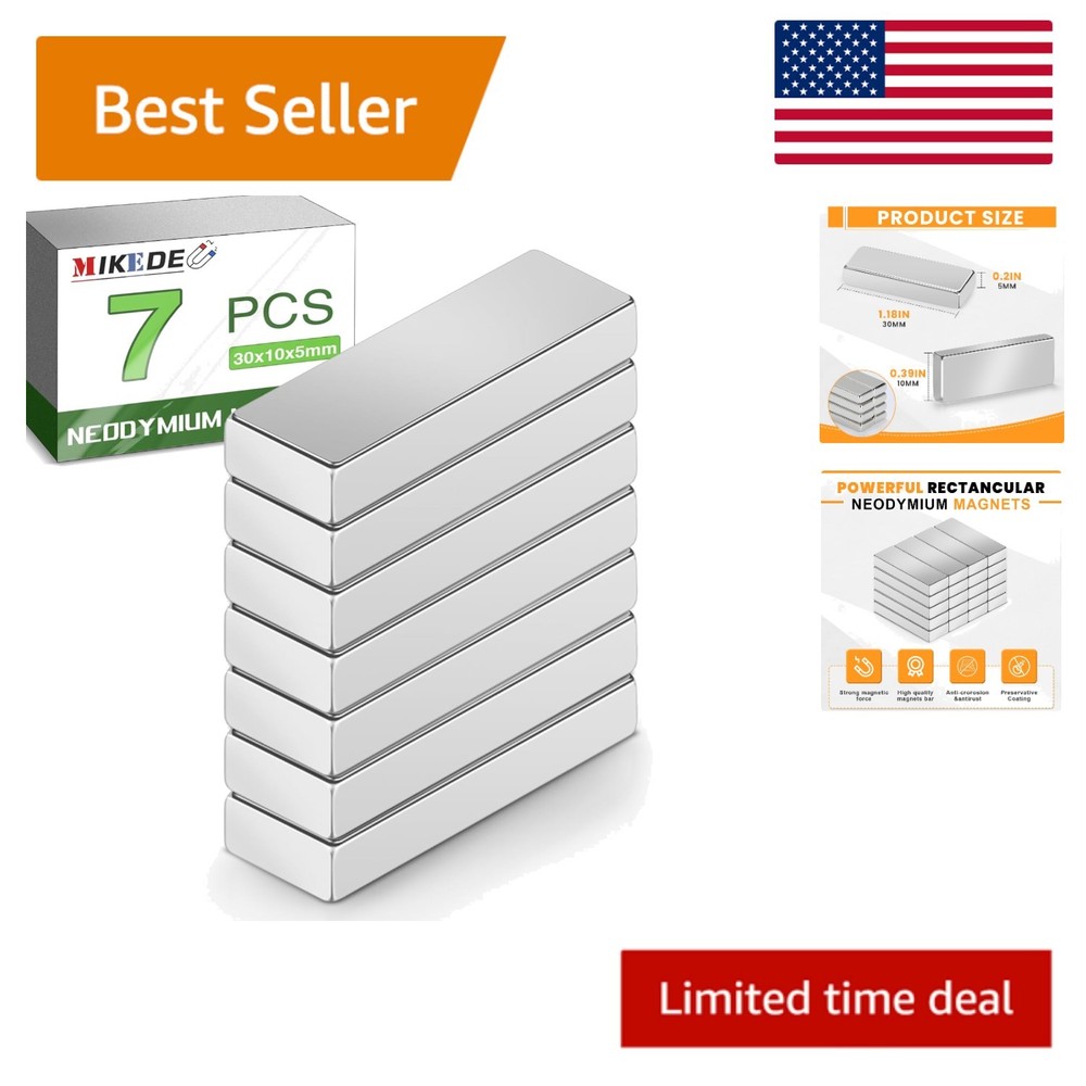 Heavy Duty 7 Pcs Rectangular Rare Earth Magnets, Anti-Scratch for DIY Projects