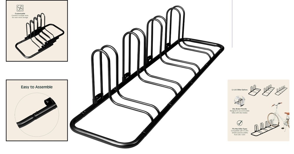 Universal Bike Storage Rack for 4 Bicycles - Adjustable and Space Efficient